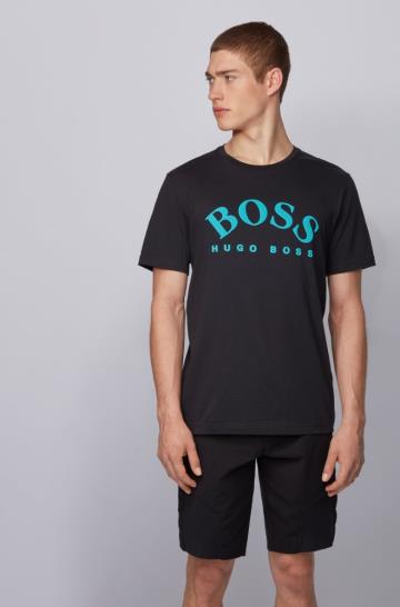 Koszulki BOSS Cotton Czarne Męskie (Pl80658)
